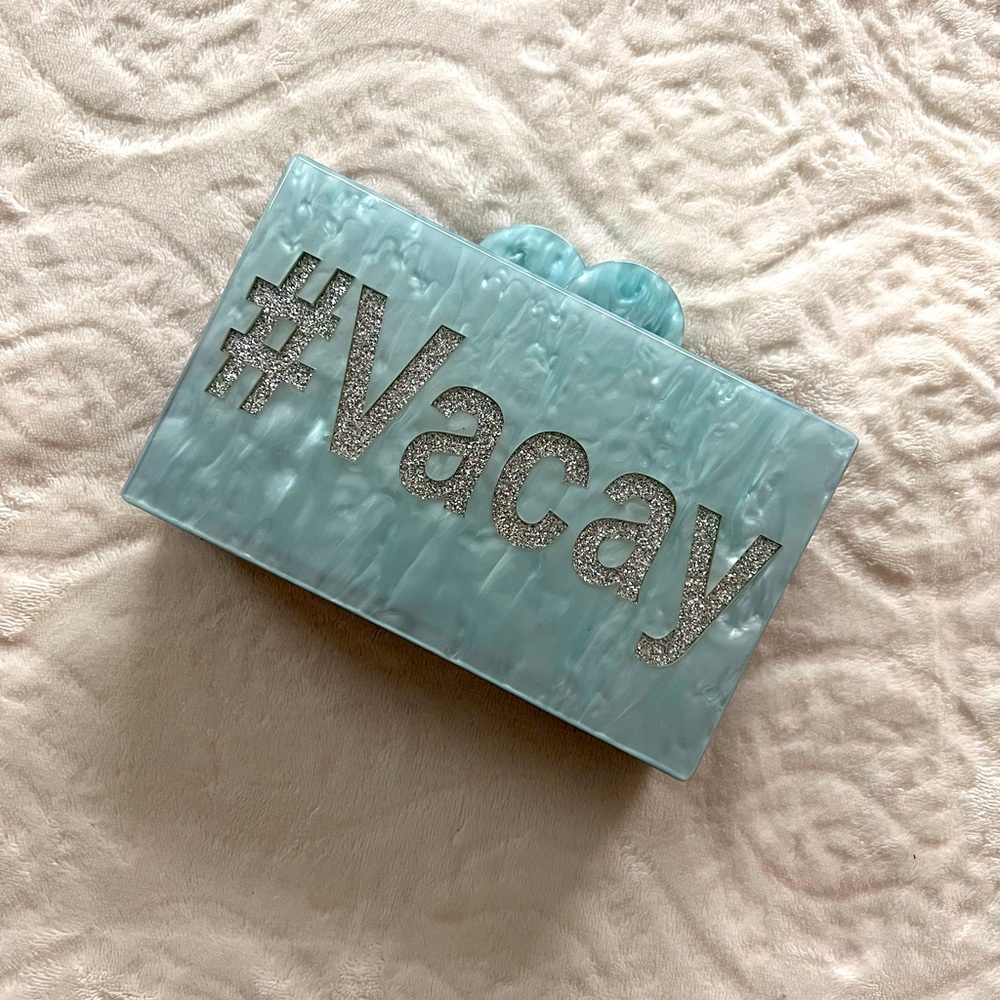 Sam Edelman plastic clutch with chain